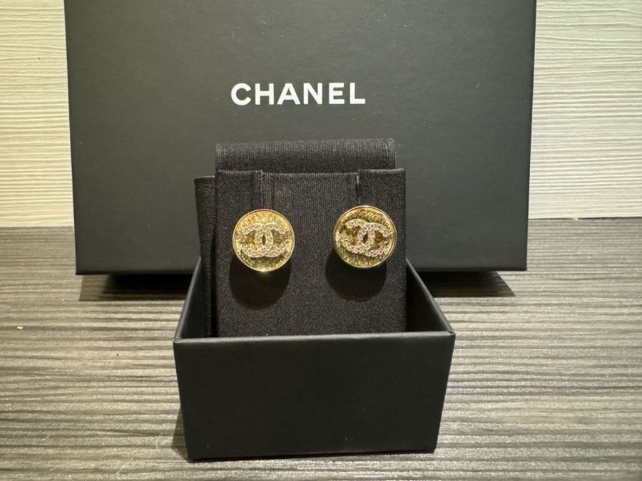 Chanel 雙C圓形耳環 全新附盒附防塵袋-2