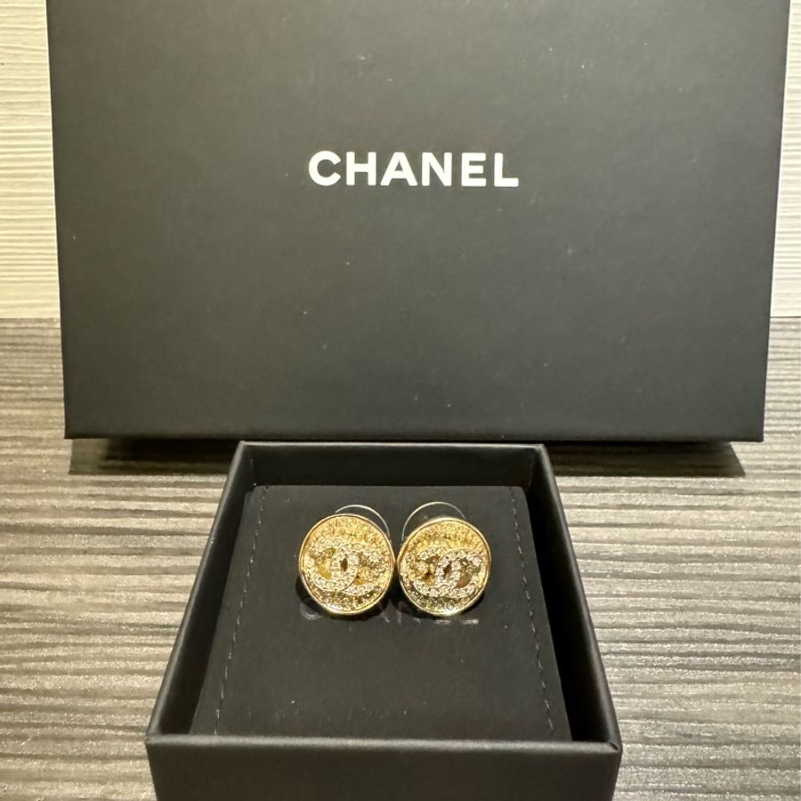Chanel 雙C圓形耳環 全新附盒附防塵袋-3