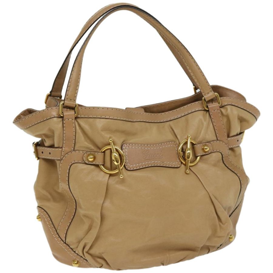 【日本直送】GUCCI 馬銜扣單肩包 皮革 米色 203546 正品 fm3198-0