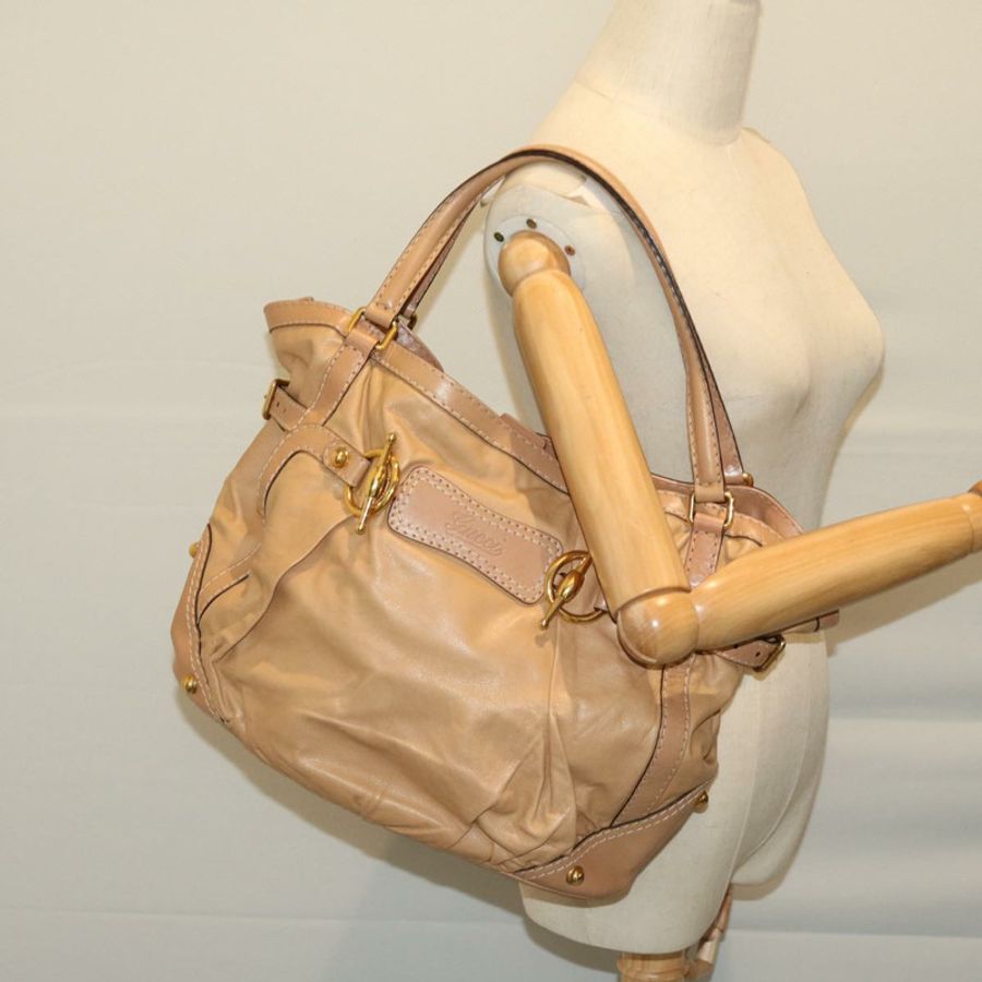 【日本直送】GUCCI 馬銜扣單肩包 皮革 米色 203546 正品 fm3198-20