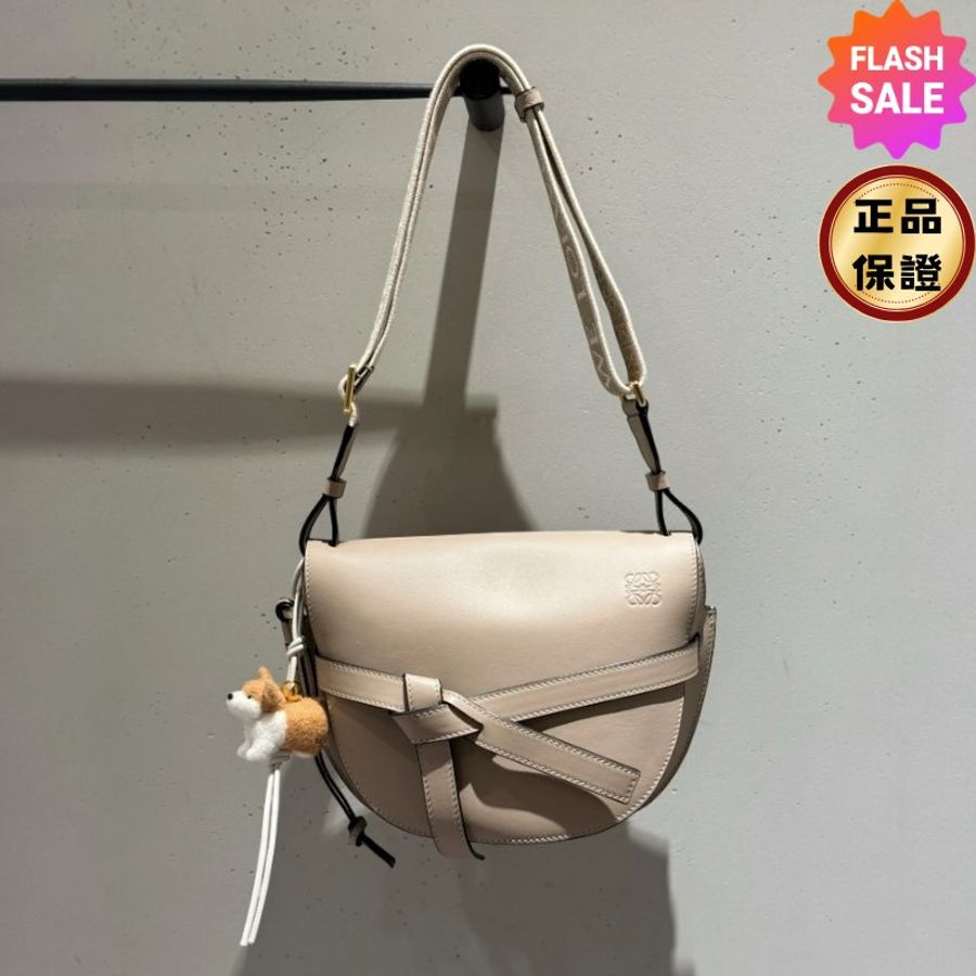 🎁夏季折扣倒數🎁Loewe 柔軟小牛皮緹花小號 Gate 包 沙色-0