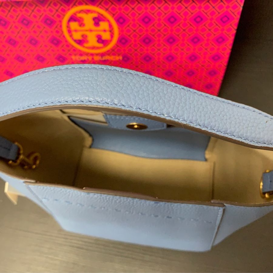 全新Tory Burch Small Mcgraw Bucket Bag水桶包(霧霾藍)-2