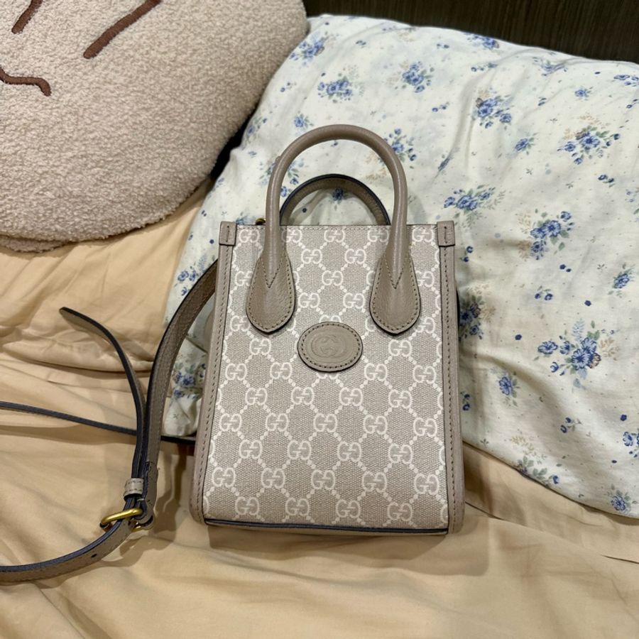 GUCCI迷你托特671623 UULBT 9683奶油老花-1