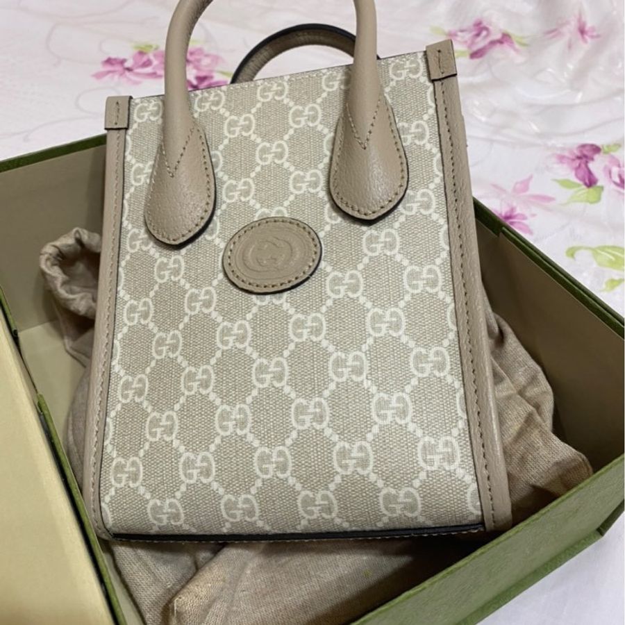 GUCCI迷你托特671623 UULBT 9683奶油老花-2