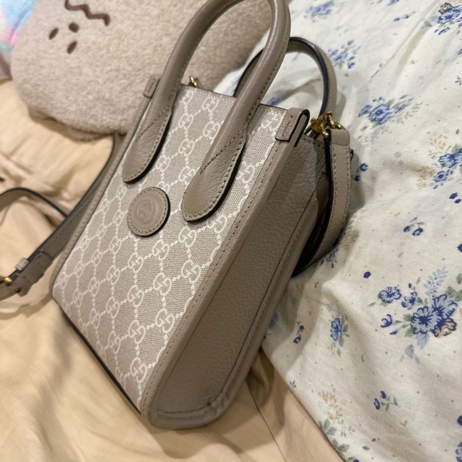 GUCCI迷你托特671623 UULBT 9683奶油老花-6