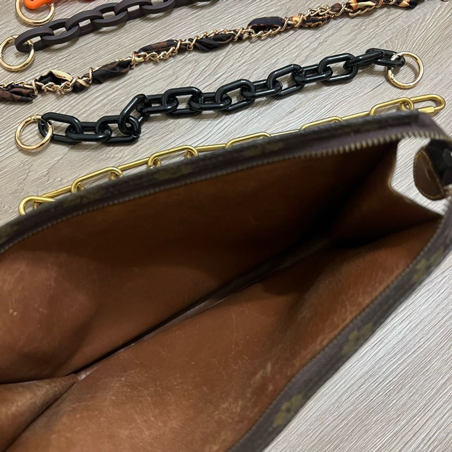 瑞奇二手精品 Louis Vuitton monogram 老花 洗漱包 26cm 付內袋 跟鍊子-4