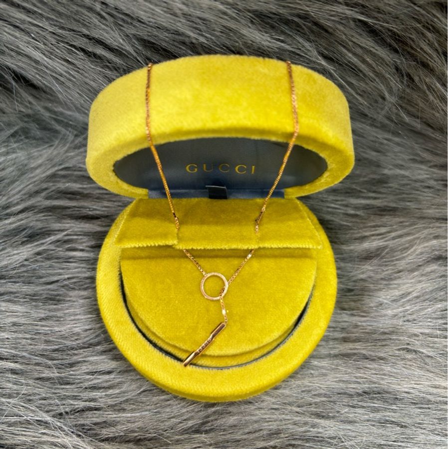 GUCCI 662110 LINK TO LOVE 750 18K金 玫瑰金 Y字鍊 項鍊 細鍊-1