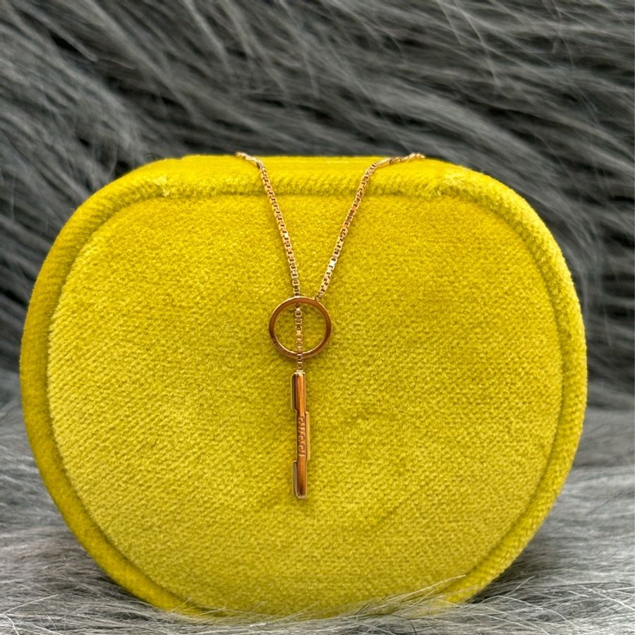 GUCCI 662110 LINK TO LOVE 750 18K金 玫瑰金 Y字鍊 項鍊 細鍊-6