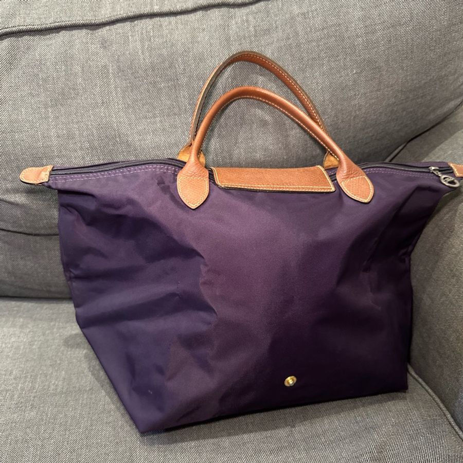 Longchamp 深紫色 防水 隨身包 水餃包 手提包-8