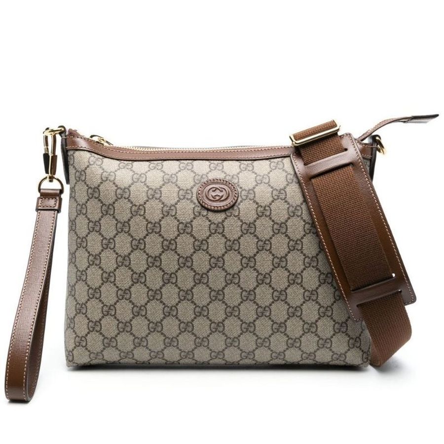 Gucci 760021 Interlocking G 附腕帶多功能郵差包 米色和烏木色《2024季度新品》-7
