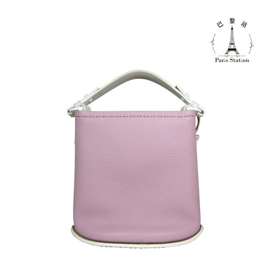 【巴黎站二手名牌專賣店】＊現貨＊DELVAUX 真品＊ 粉白拼色手提水桶包-1
