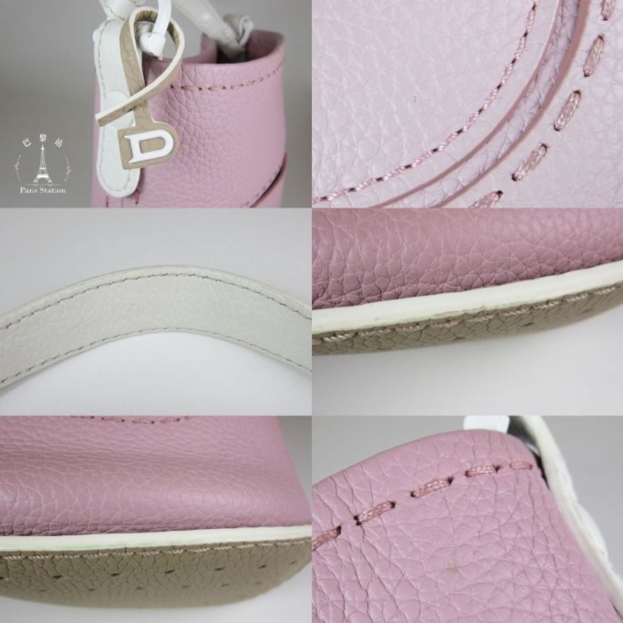【巴黎站二手名牌專賣店】＊現貨＊DELVAUX 真品＊ 粉白拼色手提水桶包-5