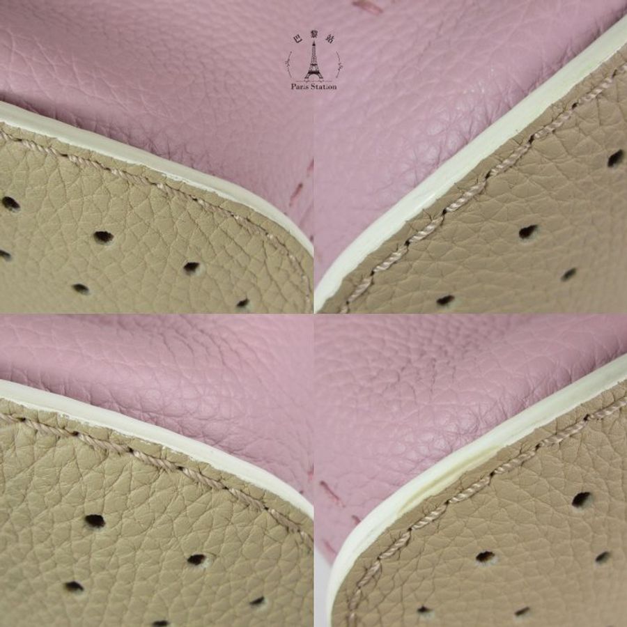 【巴黎站二手名牌專賣店】＊現貨＊DELVAUX 真品＊ 粉白拼色手提水桶包-7