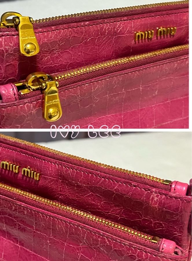 MIU MIU 可愛桃粉紅色 肩背包 斜背小包 金扣 二手精品-17