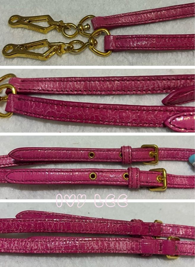 MIU MIU 可愛桃粉紅色 肩背包 斜背小包 金扣 二手精品-18
