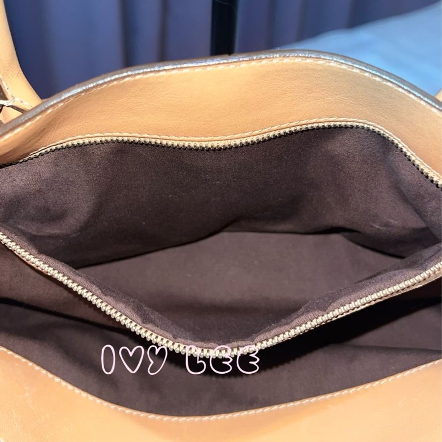 TOD's 經典手提包 肩背包 斜背包 奶茶色 皮革標誌 二手精品-4