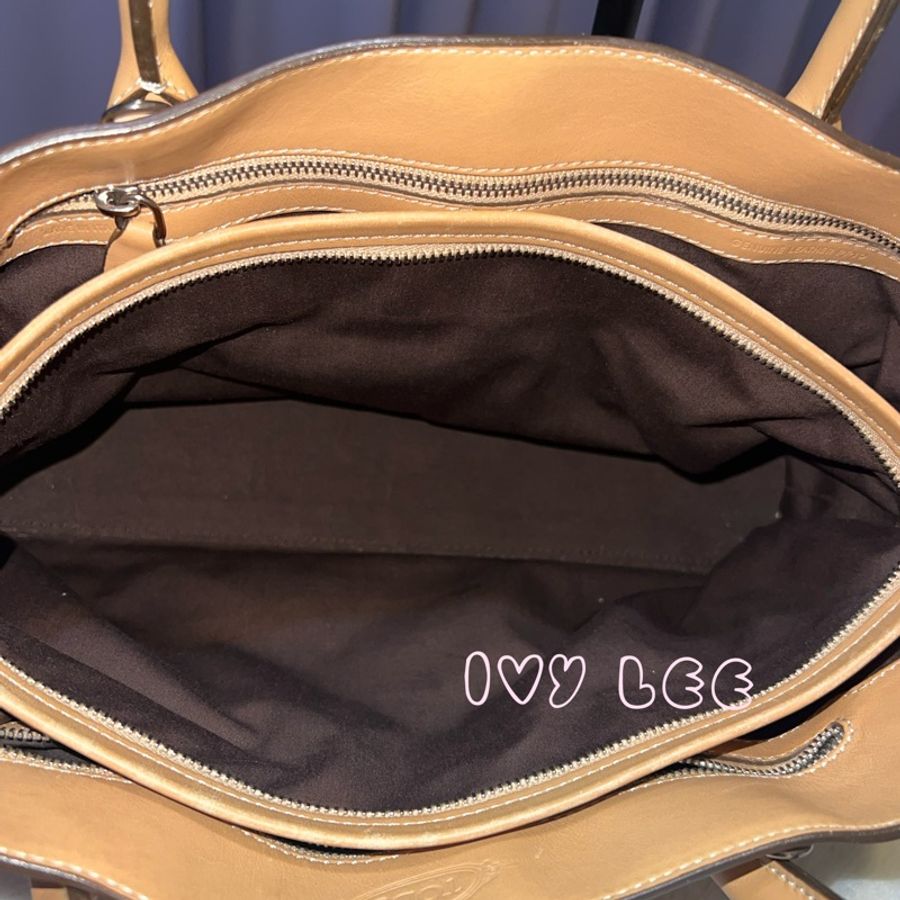 TOD's 經典手提包 肩背包 斜背包 奶茶色 皮革標誌 二手精品-8