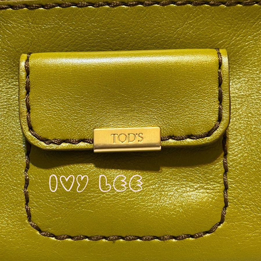 TODS 經典皮革手提包 肩背包 芥末綠 二手精品-3
