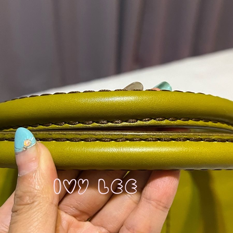 TODS 經典皮革手提包 肩背包 芥末綠 二手精品-4
