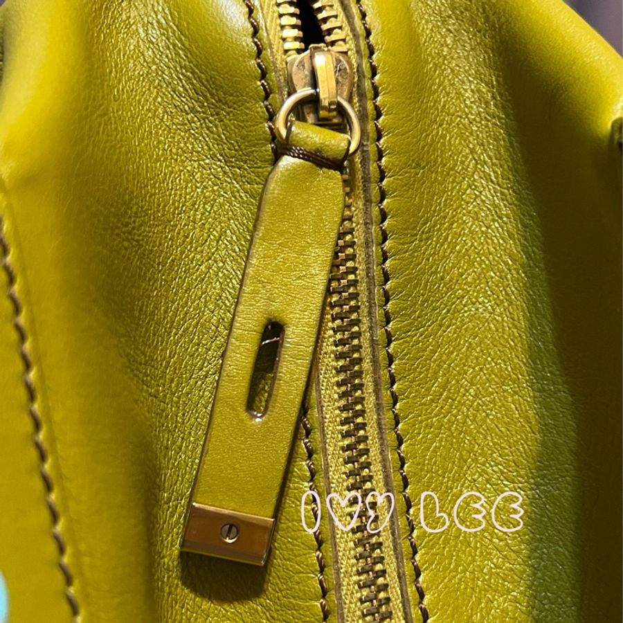 TODS 經典皮革手提包 肩背包 芥末綠 二手精品-5