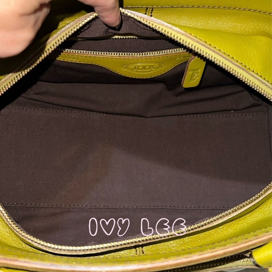 TODS 經典皮革手提包 肩背包 芥末綠 二手精品-7