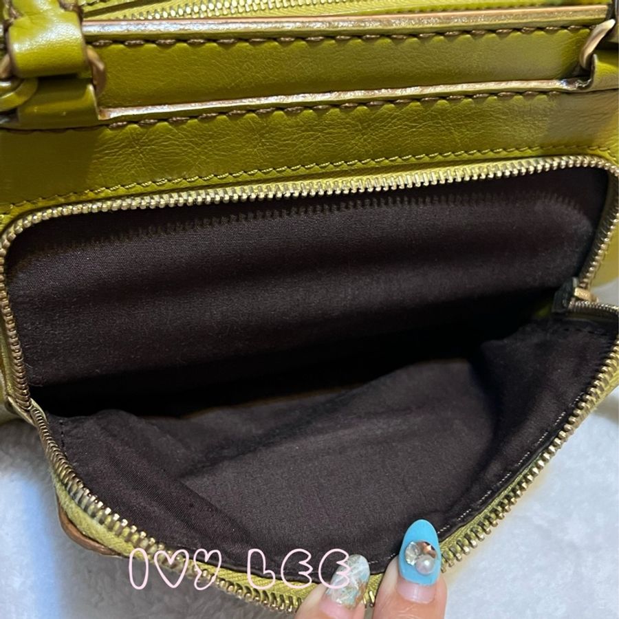 TODS 經典皮革手提包 肩背包 芥末綠 二手精品-11