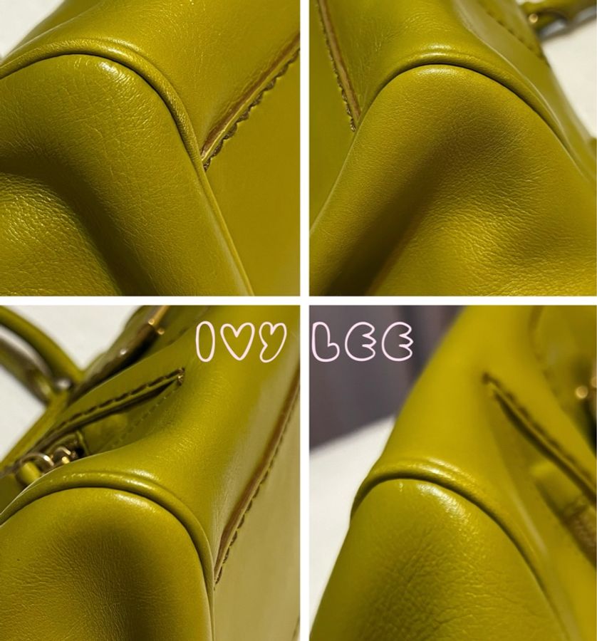TODS 經典皮革手提包 肩背包 芥末綠 二手精品-12