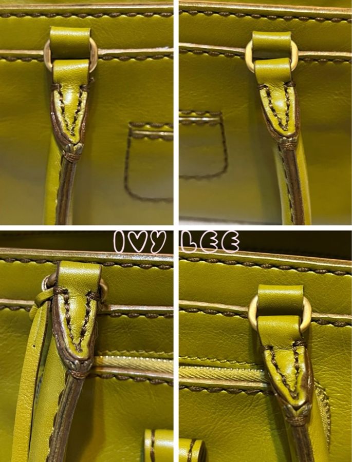 TODS 經典皮革手提包 肩背包 芥末綠 二手精品-17
