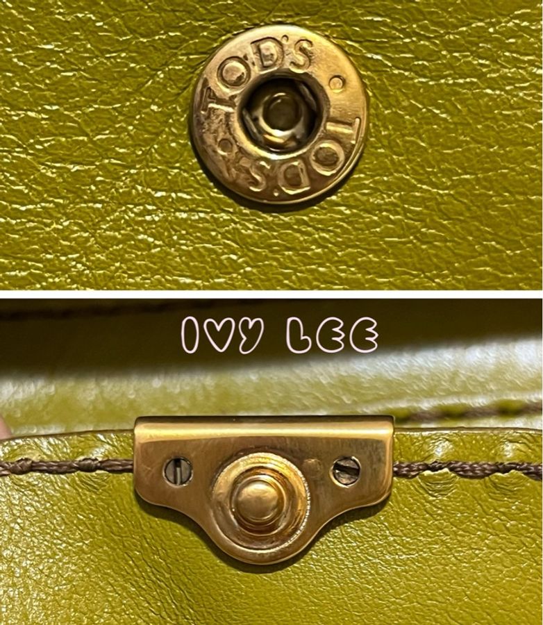 TODS 經典皮革手提包 肩背包 芥末綠 二手精品-18