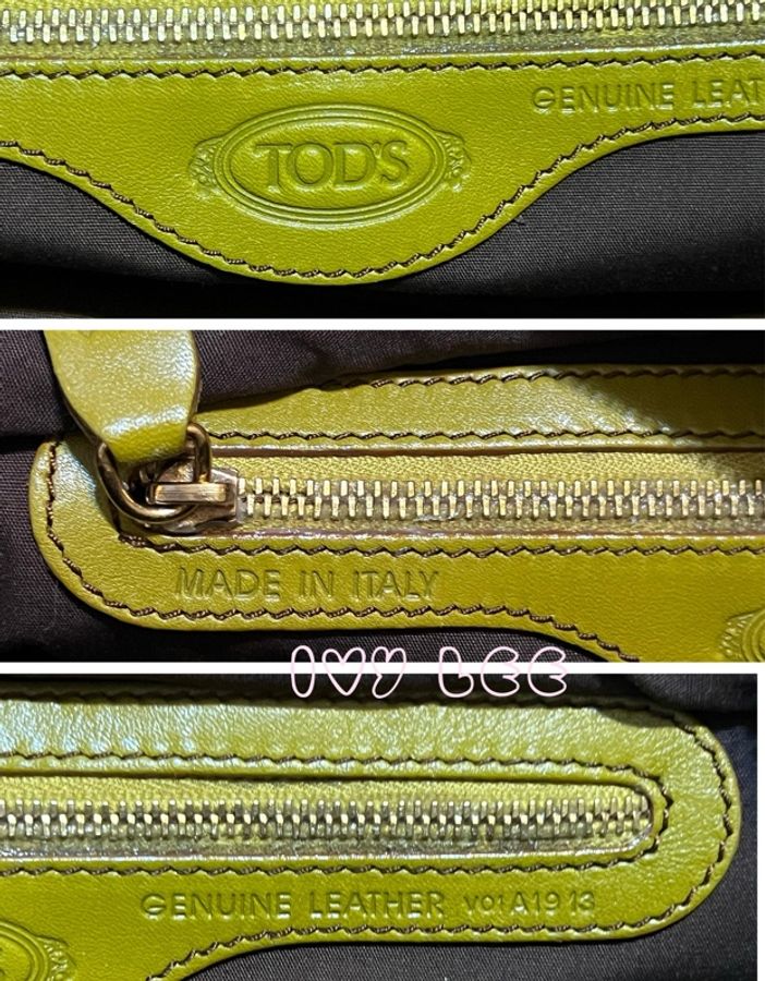 TODS 經典皮革手提包 肩背包 芥末綠 二手精品-19