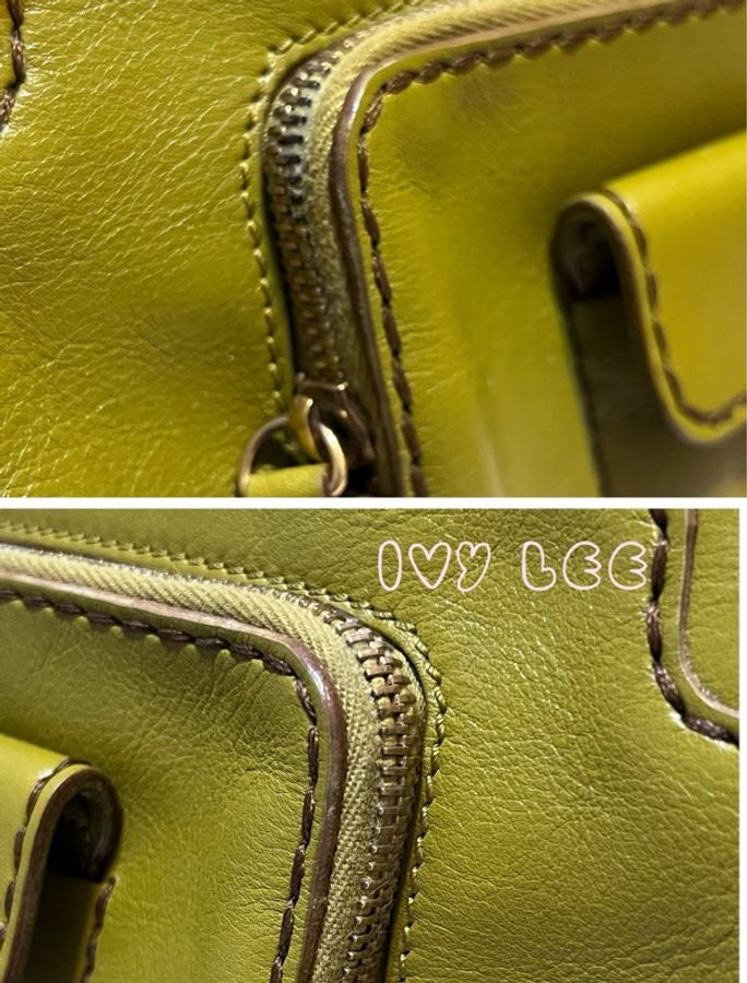 TODS 經典皮革手提包 肩背包 芥末綠 二手精品-20