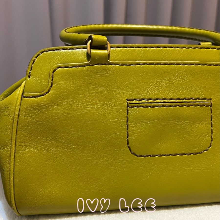 TODS 經典皮革手提包 肩背包 芥末綠 二手精品-23