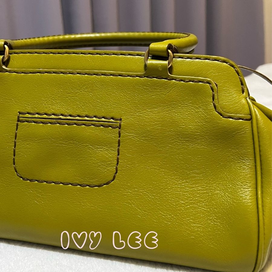 TODS 經典皮革手提包 肩背包 芥末綠 二手精品-24
