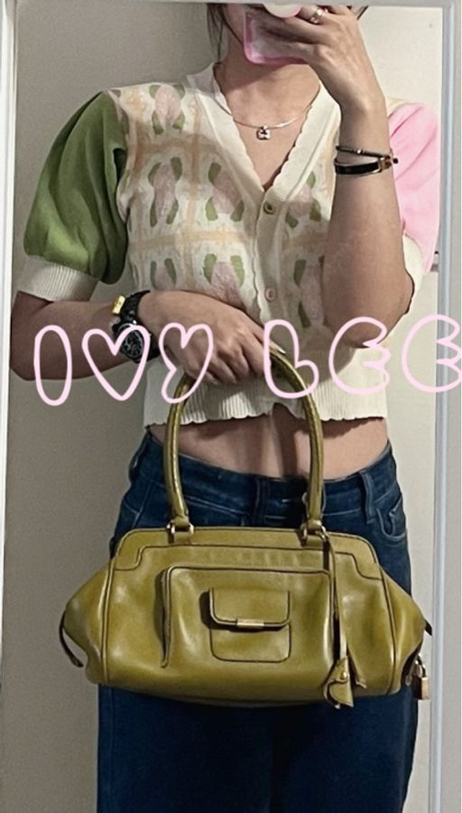 TODS 經典皮革手提包 肩背包 芥末綠 二手精品-26
