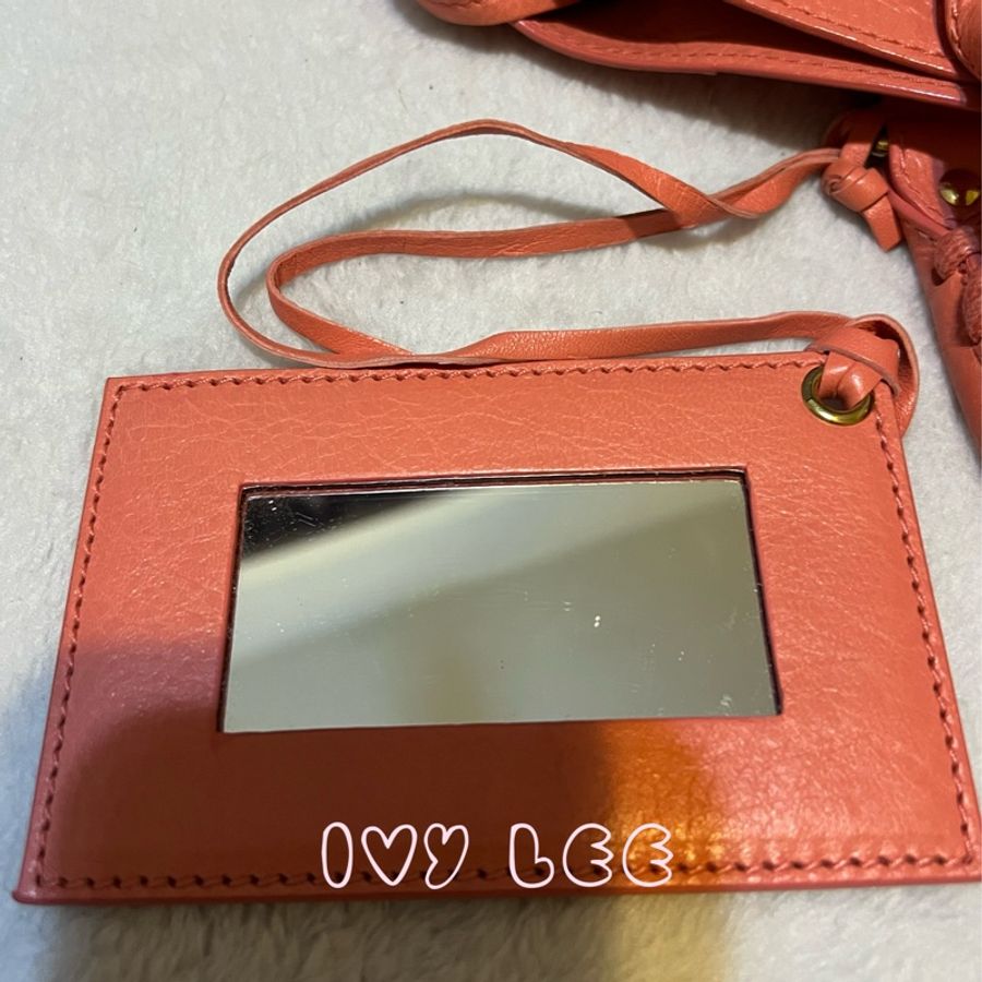 BALENCIAGA Giant City 281770 2Way 單肩包 手袋 皮革 粉橘色 鉚釘 金扣 二手精品-5