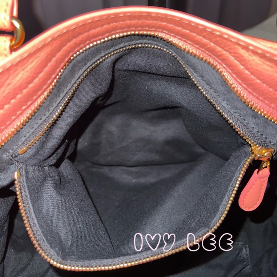 BALENCIAGA Giant City 281770 2Way 單肩包 手袋 皮革 粉橘色 鉚釘 金扣 二手精品-13