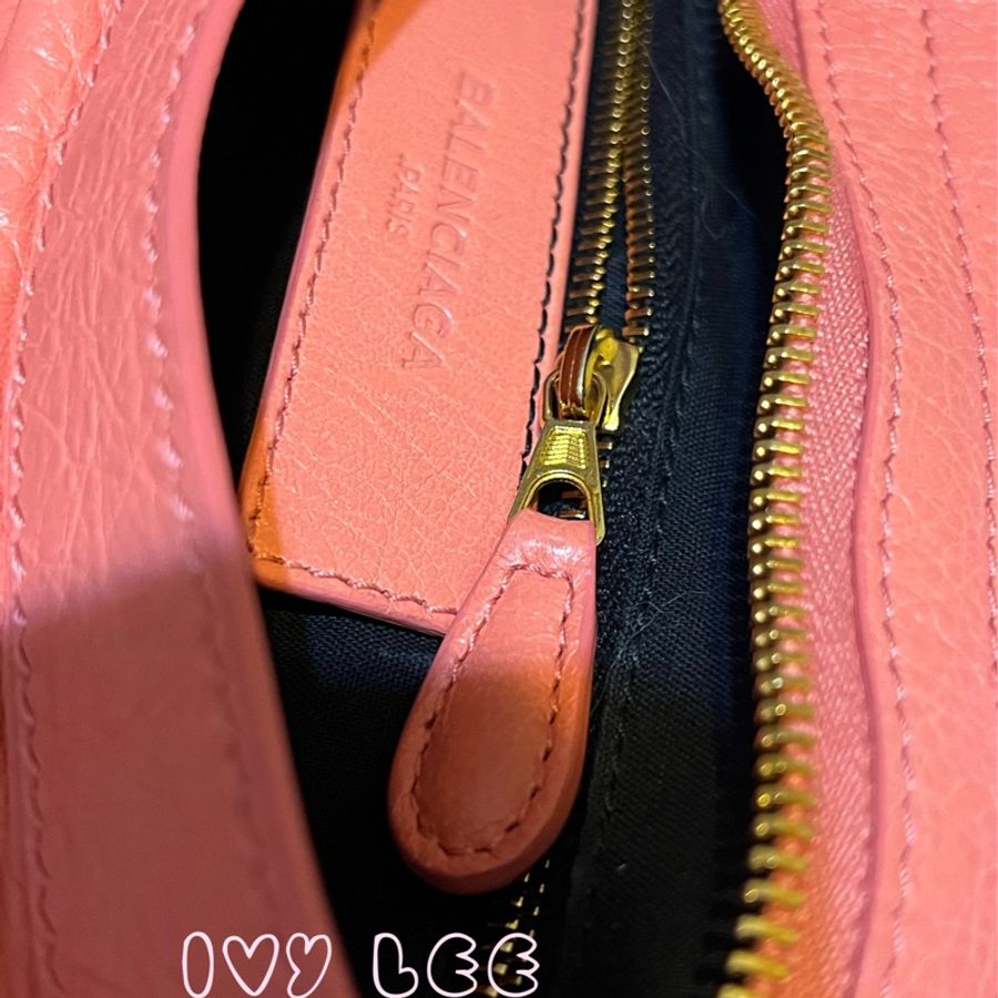 BALENCIAGA Giant City 281770 2Way 單肩包 手袋 皮革 粉橘色 鉚釘 金扣 二手精品-14