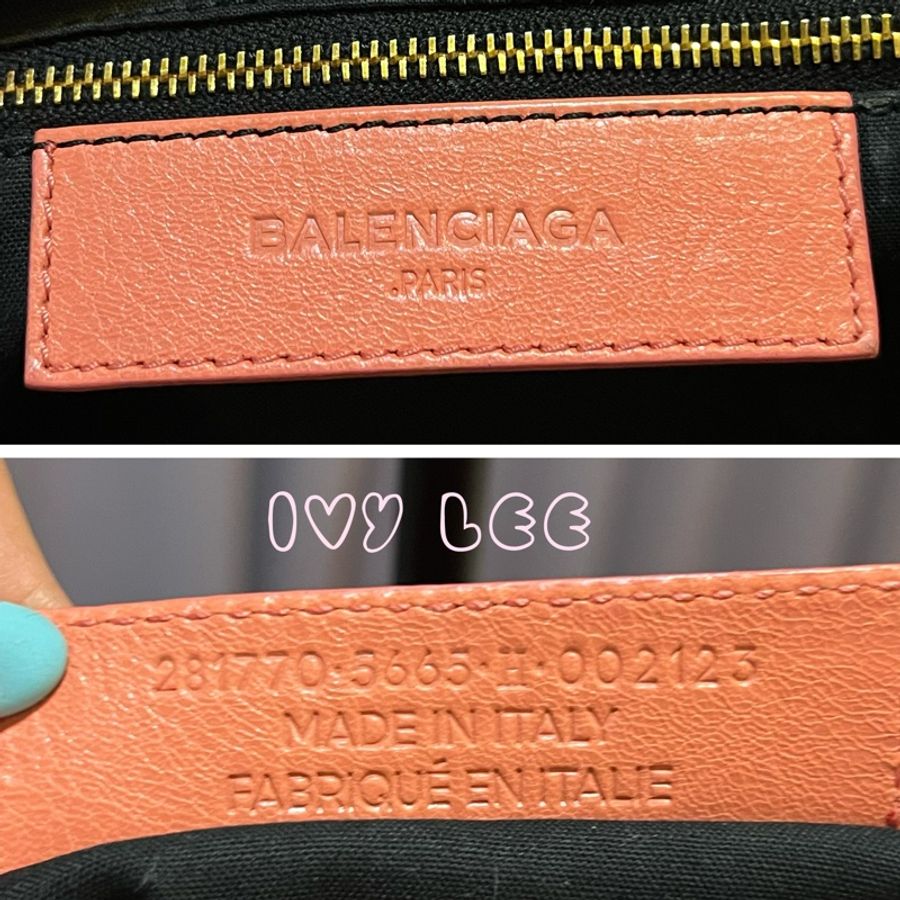 BALENCIAGA Giant City 281770 2Way 單肩包 手袋 皮革 粉橘色 鉚釘 金扣 二手精品-24