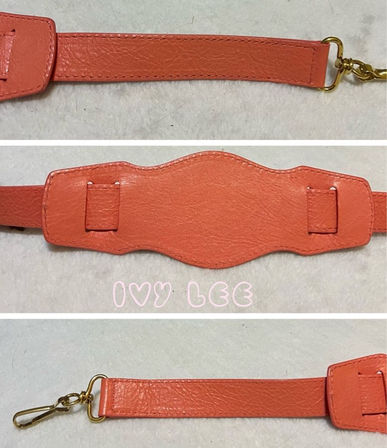BALENCIAGA Giant City 281770 2Way 單肩包 手袋 皮革 粉橘色 鉚釘 金扣 二手精品-26