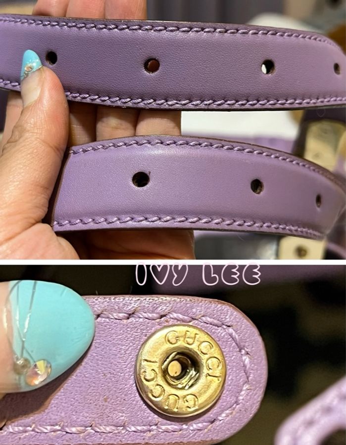 GUCCI 145761 紫色壓紋皮革 肩背包 手提包腋下包二手精品-16