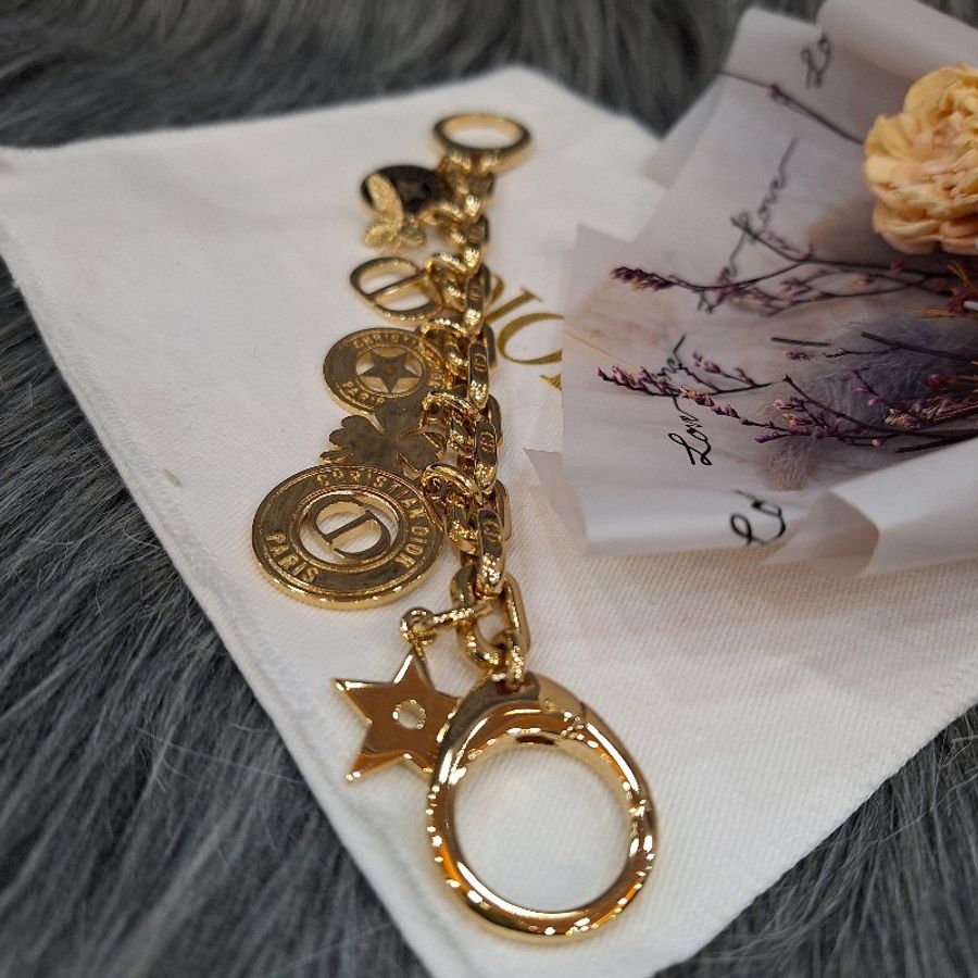 Dior V0981 LOGO 黑 琺瑯 金色 星星 蜜蜂 幸運草 吊掛飾/手鍊-4