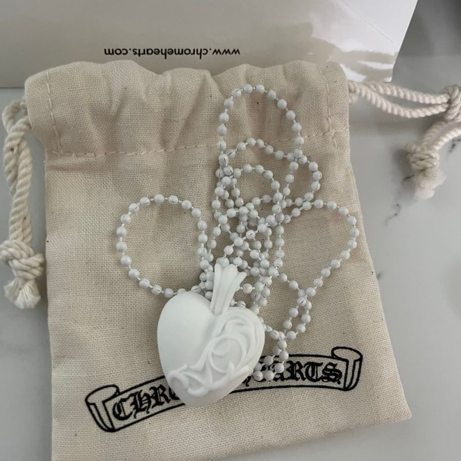 Chrome Hearts 克罗心 白色树脂心型项链!夏天戴很好看,百搭款式-12