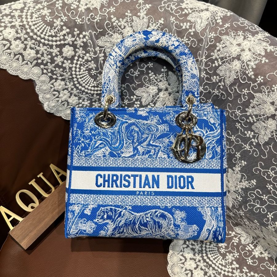 Dior Lady D-Lite Medium 藍白刺繡青花瓷-0