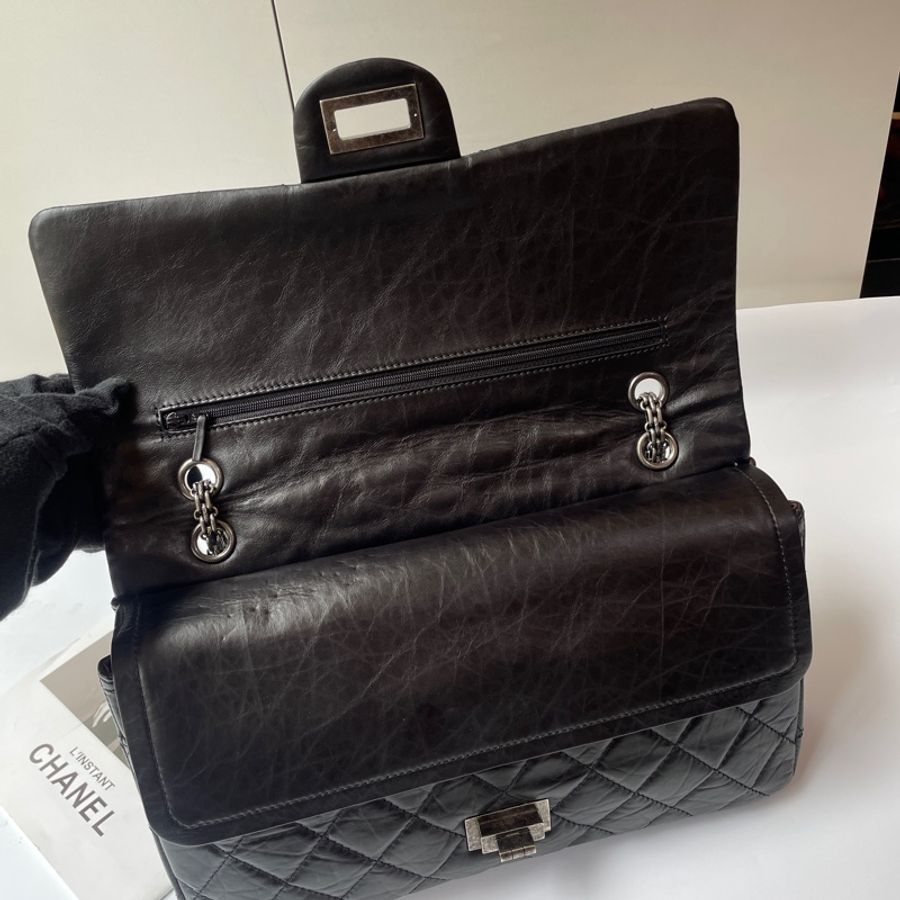 CHANEL 黑銀2.55 32cm-3