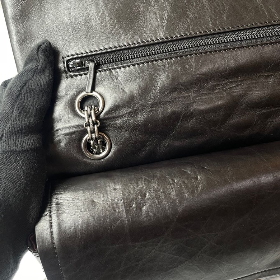 CHANEL 黑銀2.55 32cm-4