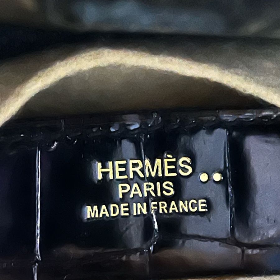 HERMES 鱷魚皮革Birkin 30金扣手提包黑色-9