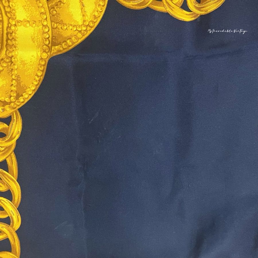 Chanel 藍金色首飾絲巾 CC Mark Chain Print Scarf Navy-18