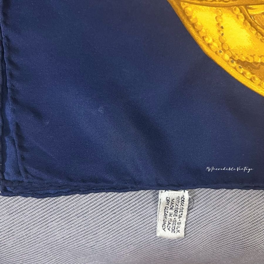 Chanel 藍金色首飾絲巾 CC Mark Chain Print Scarf Navy-19
