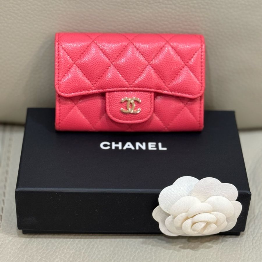 Chanel香奈兒 桃紅色卡夾 零錢包-1