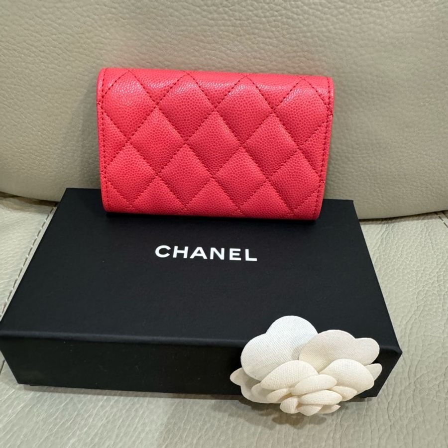 Chanel香奈兒 桃紅色卡夾 零錢包-7